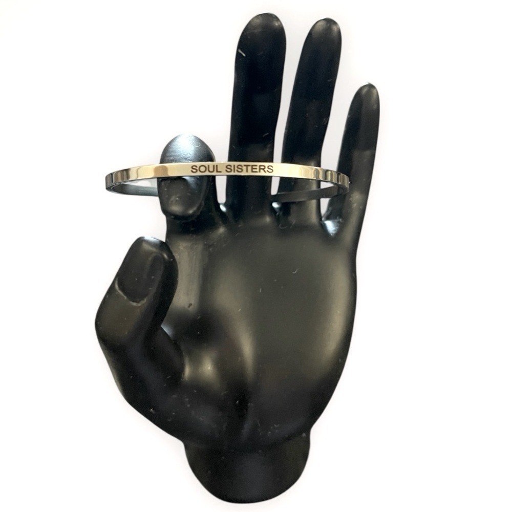New Set of 3 Stainless Steel “Soul Sisters” Thin Cuff Bracelets